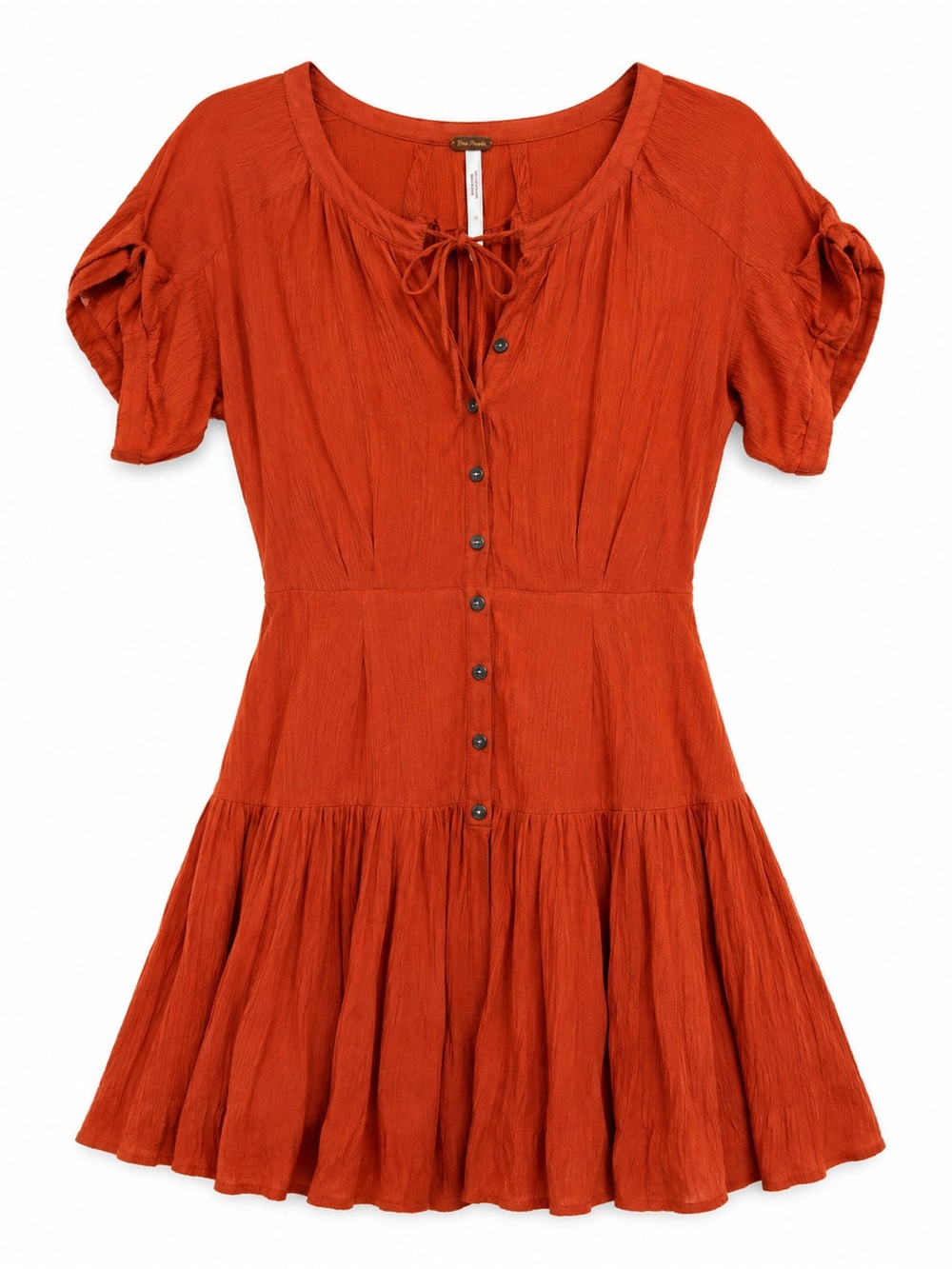 Free People Rust Button-Front Mini Dress